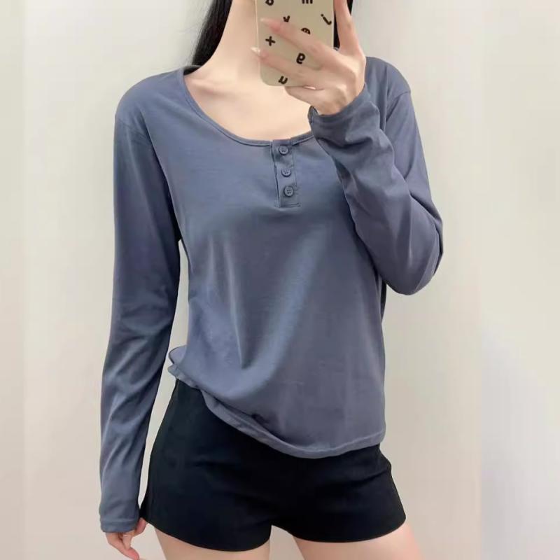 長袖Tシャツ レディース 秋冬 Uネック ゆったりシルエット インナー トップス UVカット ホワイト 防寒 軽量 伸縮性