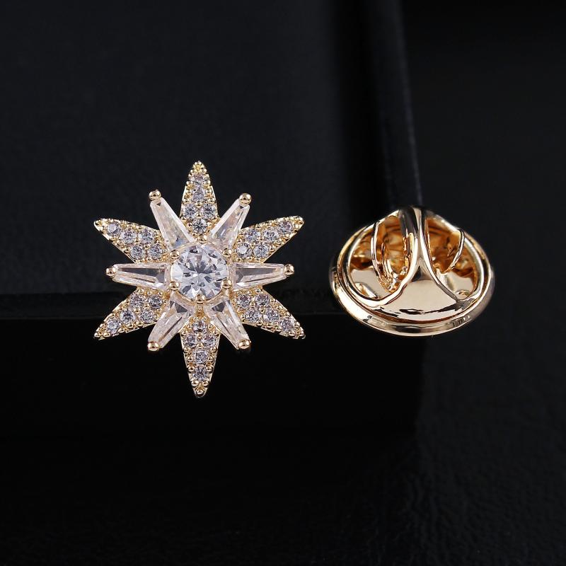 ブローチ メンズ レディース 高級感 ジルコニア 六芒星 雪花 パターン 光漏れ防止 ピン 胸花 アクセサリー 普段使い フォーマル 軽量 細工 輝き 装飾品