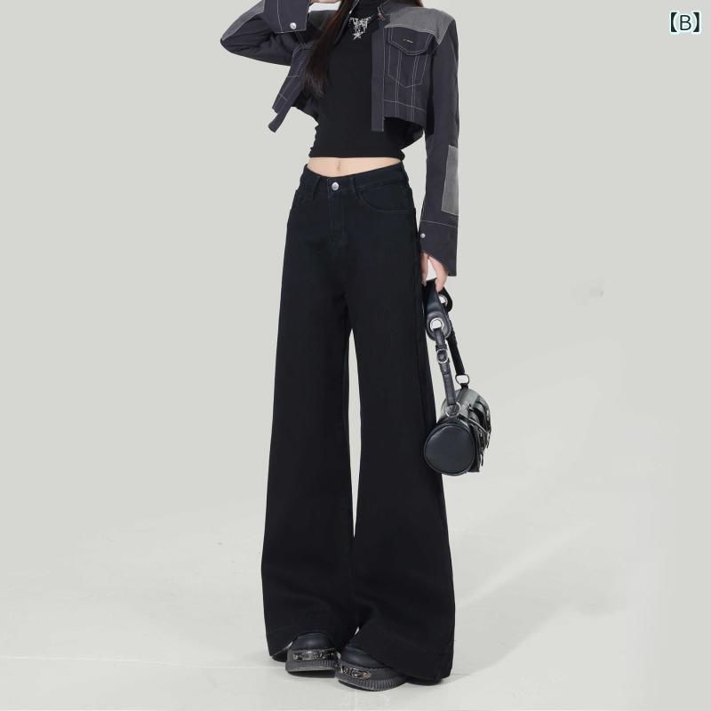 レディース ワイドパンツ デニム ブルー系 ストレッチ ゆったり ドレープ ヒップカバー スリム見え ロング丈 春秋 普段使い 伸縮性 ボディシェイプ — vista 3