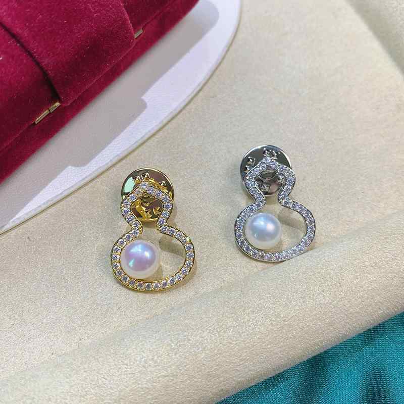Other - ブローチ 胸針 領ピン ひょうたん型 ジルコニア 金メッキ 銅素材 真珠 パール 胸花 DIYアクセサリーパーツ 手作り 装飾 ファッション アクセサリー ピン 針 装飾品