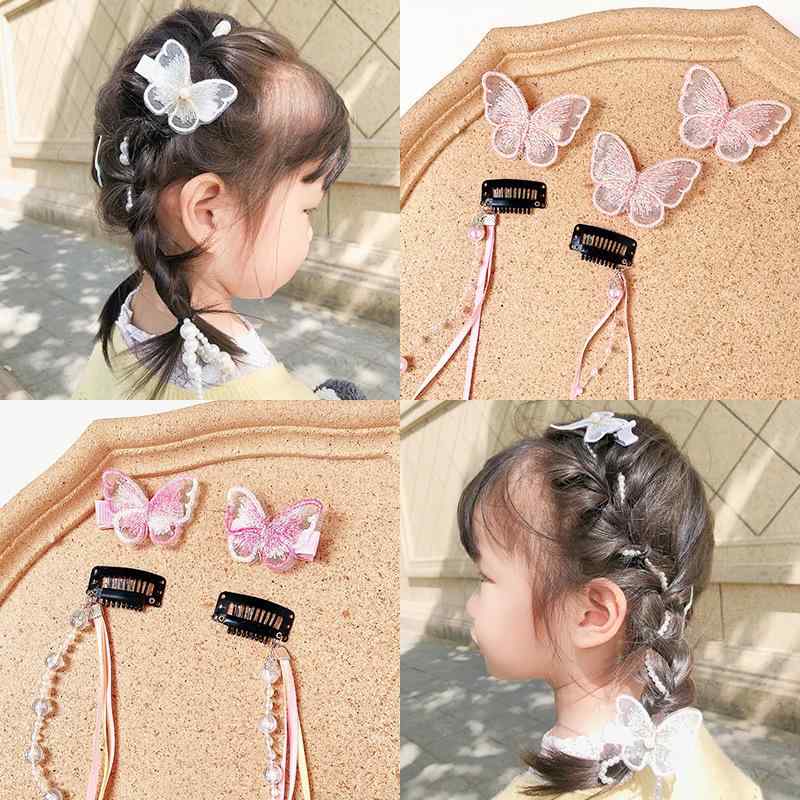 Ornamental Hairpin - ヘアアクセサリー 女の子用 蝶結び ヘアクリップ パール 編み込み ヘアチェーン 流蘇 ヘアバンド かわいい デザイン 日常使い