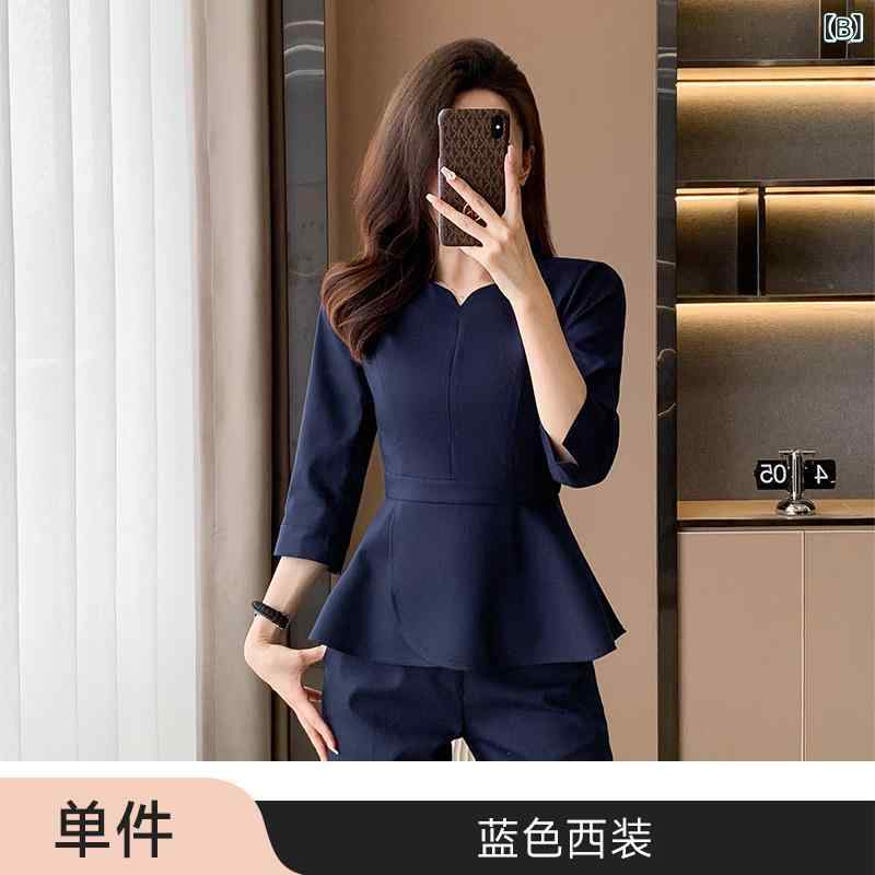 スーツ レディース セットアップ パンツスーツ ジャケット ベスト 3点セット 杏色 アイボリー 仕事着 オフィス 通勤服 フォーマル ユニフォーム 制服 美容部員 接客業 事務服 営業職 仕事用 営業 会社員 シンプル 無地 高級感 上品 おしゃれ お hope0703-11340812 ホープ サンプル画像3