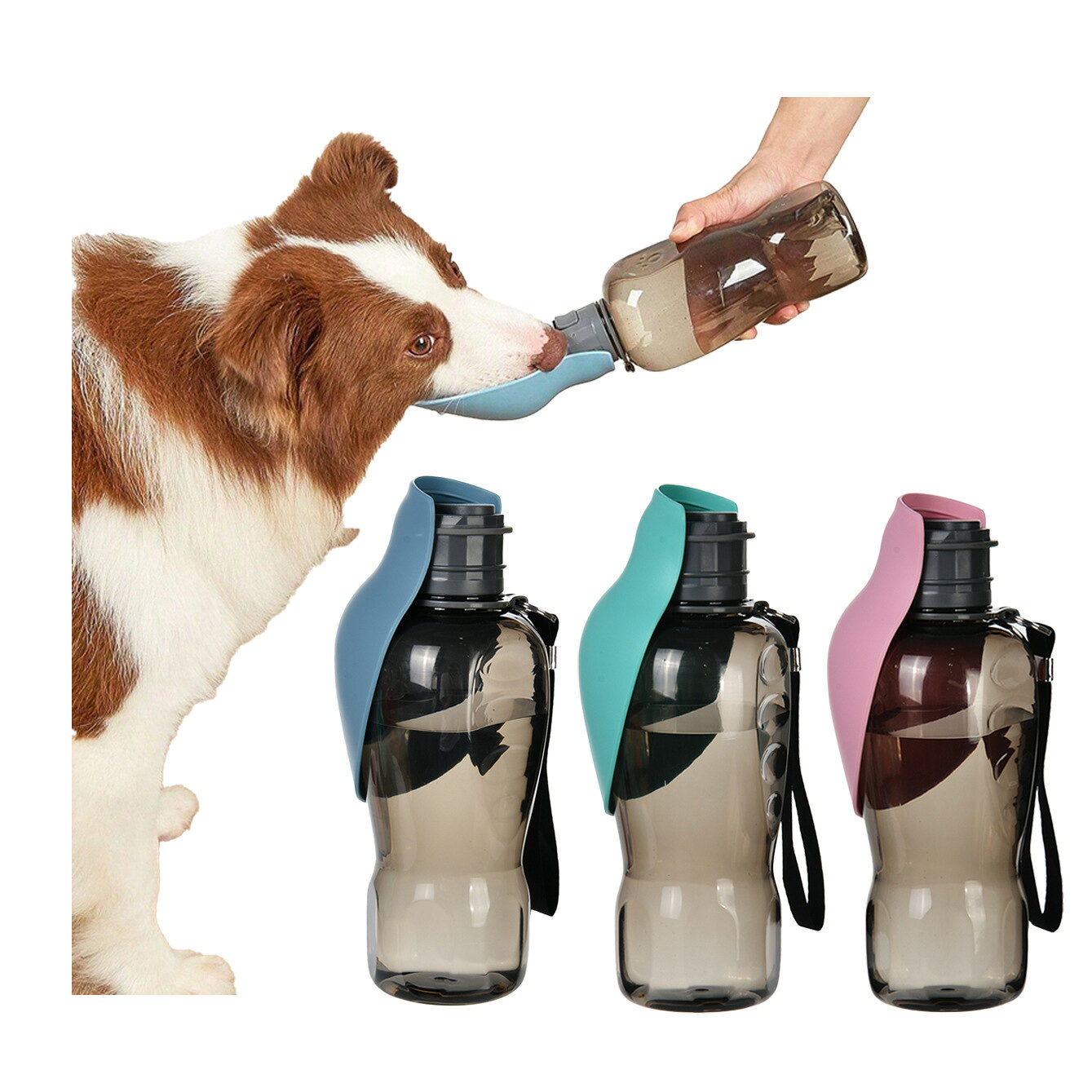 ペット用給水器 犬用 猫用 小動物用 ウォーターボトル 携帯用 水飲み器 散歩用品 お出かけ用品 折りたたみ式 フリップトップ式 漏れ防止 軽量 コンパクト 持ち運び便利 水筒 給水ボトル ドッグラン 公園 遠足 旅行用 ペット用品 飲みやすい 衛生管理