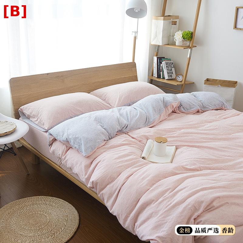 布団カバーセット レディース メンズ 4点セット 綿天竺 ニット綿 無地 ストライプ 和風 寝具カバーセット 掛け布団カバー ボックスシーツ 枕カバー 裸寝対応 肌触り抜群 吸湿速乾 通気性 柔らかい シンプル おしゃれ 北欧風 洗える オールシーズン hope0703-11425296 ホープ サンプル画像2