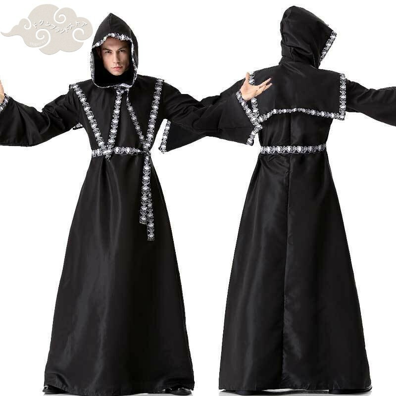 ハロウィン コスプレ 仮装 衣装セット ウィザード 悪魔 巫術 ゾンビ 暗黒 かっこいい フード付き 男 変装 コスチューム おしゃれ イベント バー パーティー ステージ 舞台 演出服 halloween 学園祭 文化祭 余興 宴会 楽天海外通販