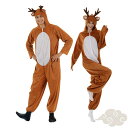 クリスマス サンタ 本格 トナカイ コスプレ 仮装 衣装 着ぐるみ オールインワン レディース メンズ フード付き もこもこ 表起毛 秋冬用 なりきり ロンパー...