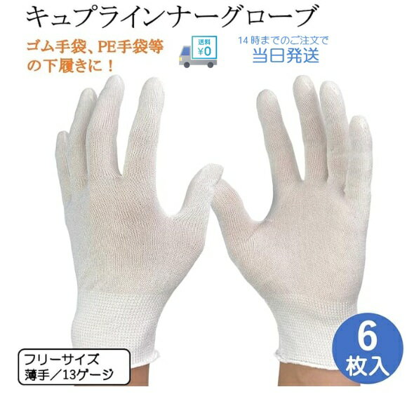 【6枚セット】 ウインセス インナー手袋 キュプラ インナーグローブ 薄手 ベンベルグ WINCESS 手袋 フリーサイズ 手荒れ 使い捨て手袋 歯科衛生士 介...