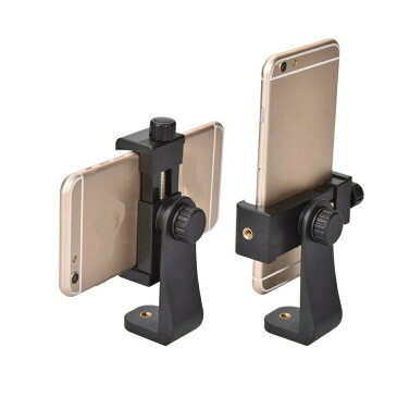 iPhoneXSなどスマホ対応ホルダー 手持ち 縦撮 横撮 360°回転 1/4ネジ穴 自撮棒 三脚などに取り付け可 アタッチメントホルダー 安定感 幅58〜101mmスマホ対応 HOP-HADST360 送料無料
