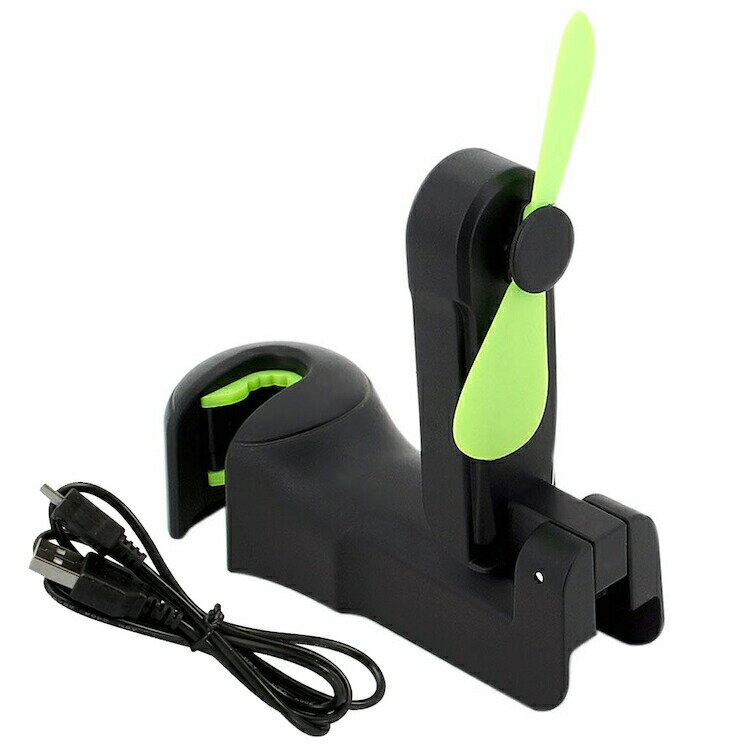 充電式ミニ扇風機付きヘッドレスト用フック USB充電 小物ハンガーと扇風機が一体化 風量3段階 プロ ...
