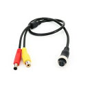 4pin(メス)⇔RCA(メス)+DC電源(オス) 変換アダプタ 映像/電源ケーブル 車載モニターとバックカメラの接続に 4PINとRCA互換 COAX2RCA...