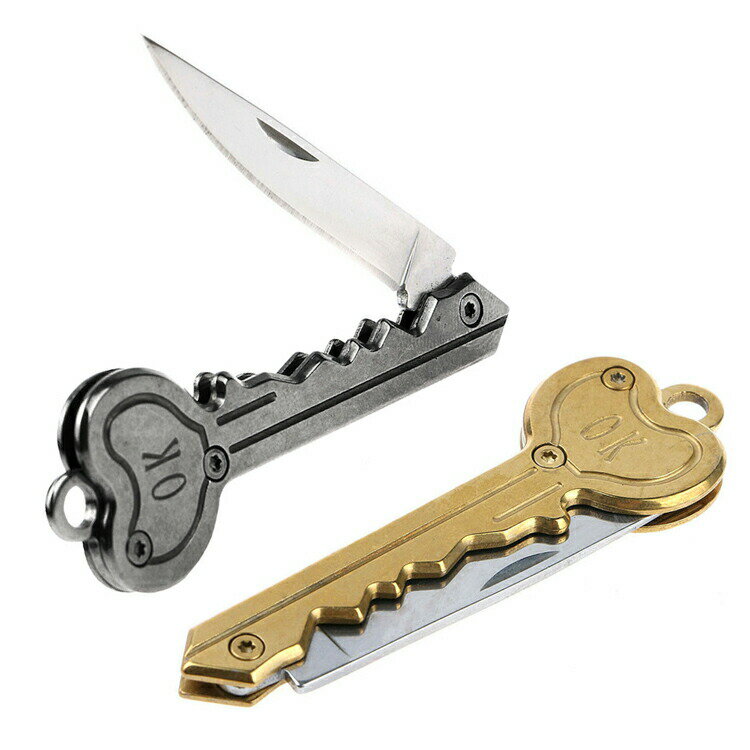 キー型ミニナイフ 折畳み式 全長126mm 高硬度ステンレス刃 キーホルダー型 ポケットナイフ ミニカッター 小型ナイフ アクセサリー 緊急ツール HOP-SLOK03 送料無料通販格安セール情報 楽天 通販
