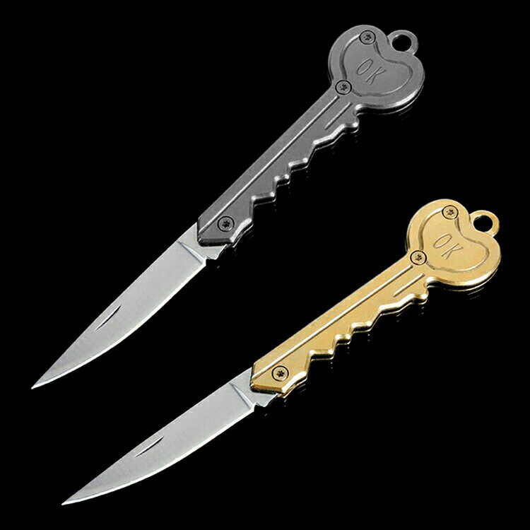キー型ミニナイフ 折畳み式 全長126mm 高硬度ステンレス刃 キーホルダー型 ポケットナイフ ミニカッター 小型ナイフ アクセサリー 緊急ツール HOP-SLOK03 送料無料通販格安セール情報 楽天 通販