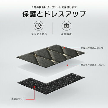 車用キックガード 汎用タイプ 簡易取付 シートバックカバー キックガード キックマット 傷 汚れ防止 撥水加工 高品質レザー 高級感 ドレスアップ CKK4436 送料無料