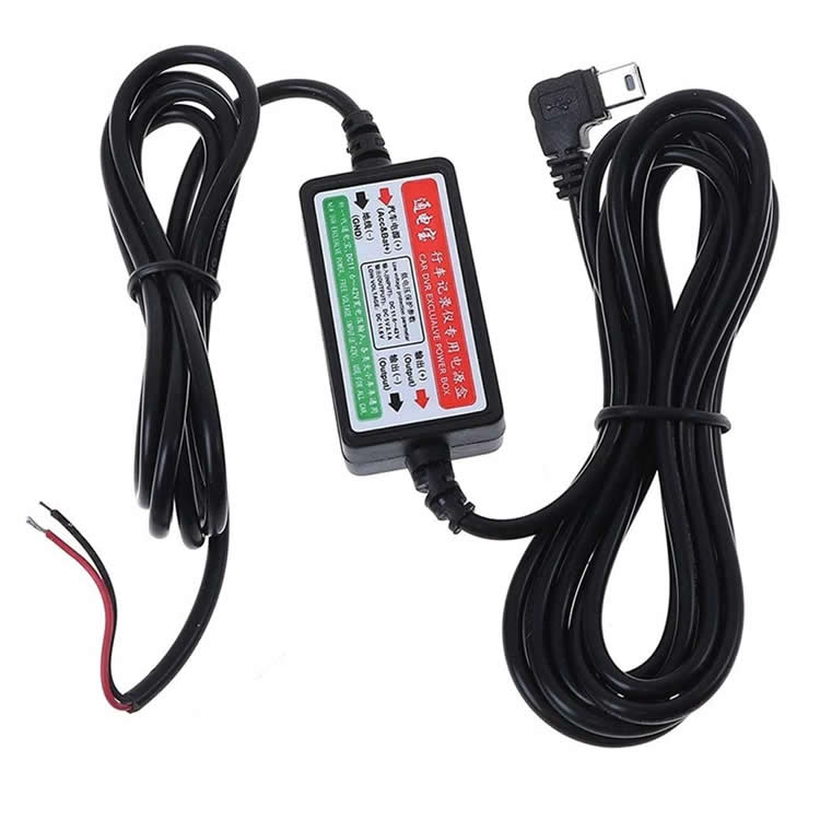 L字型 miniUSB(mini-B) 降圧コンバータ DC12V～36V入力 DC5V出力 大型車対応 3m 低電圧保護 変換ケーブル HOP-BUCKC21A