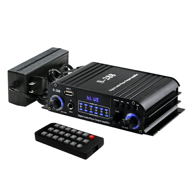 多機能4chオーディオアンプ 4×40W 汎用小型アンプ マイク入力可 カラオケ対応 MP3プレーヤー搭載 Bluetooth対応 HOP-LPS288 hopestar201810-10006407 ホープスター サンプル画像2