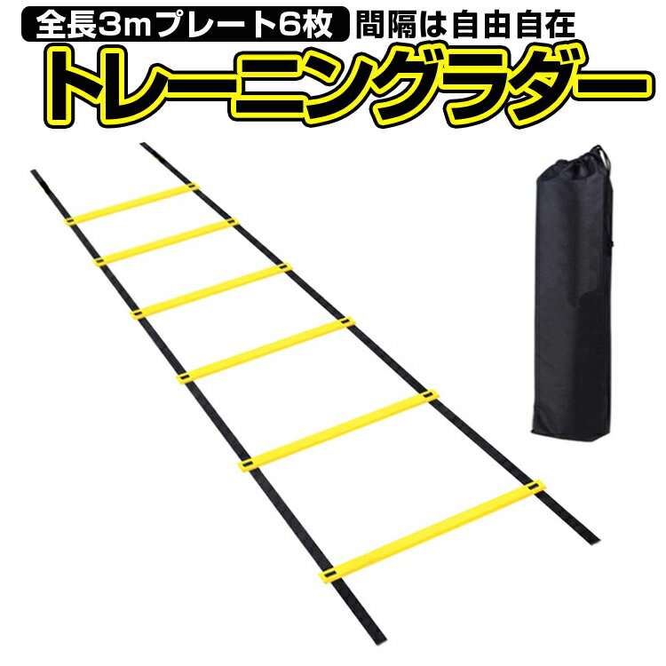 トレーニングラダー3m スピードラダー プレート6枚 トレーニング器具 瞬発力 敏捷性 軽量 スポーツ 収納袋付き HOP-STLAD03M