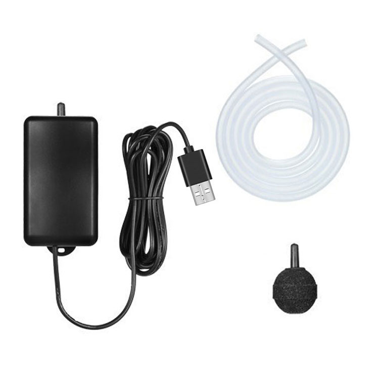 エアーポンプ USBミニエアレーションポンプ 静音 水槽 酸素ポンプ IP64防水 エアストーンとシリコンチューブ付き HOP-USBAP005 1