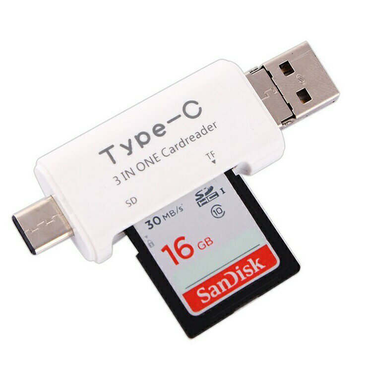 3in1のカードリーダー microUSB Type-C USB