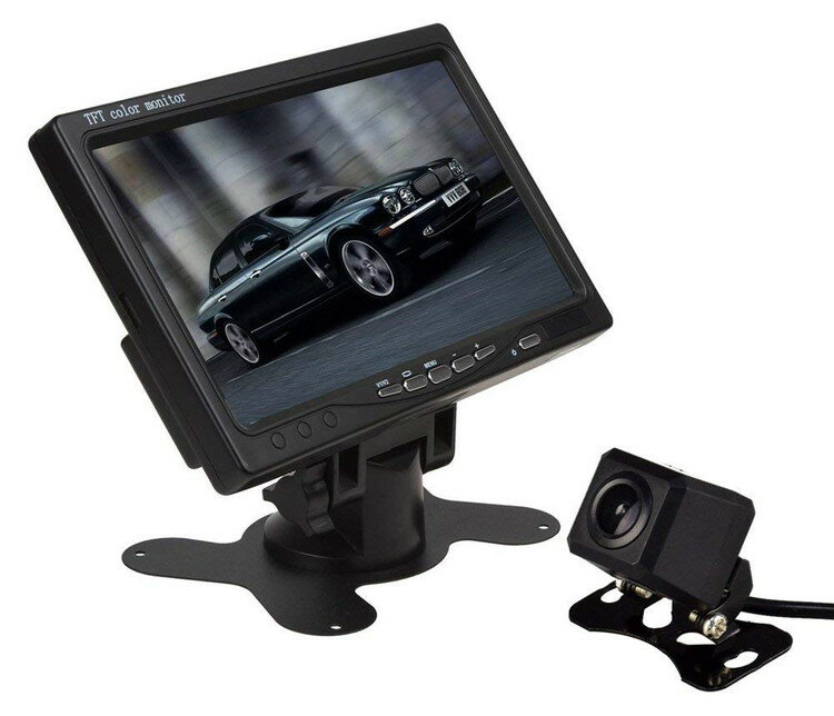 バックカメラセット 7インチモニター+小型バックカメラのお得な2点セット リモコン付き 2チャンネル搭載 12V専 OMT70A206C