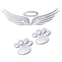 車エンブレムステッカー 天使の翼 1個+キズ隠し 凹み隠し用肉球ステッカー 2個セット 猫(犬) 足跡 可愛いくおしゃれな肉球ステッカー 愛車のキズやヘコミ対策...