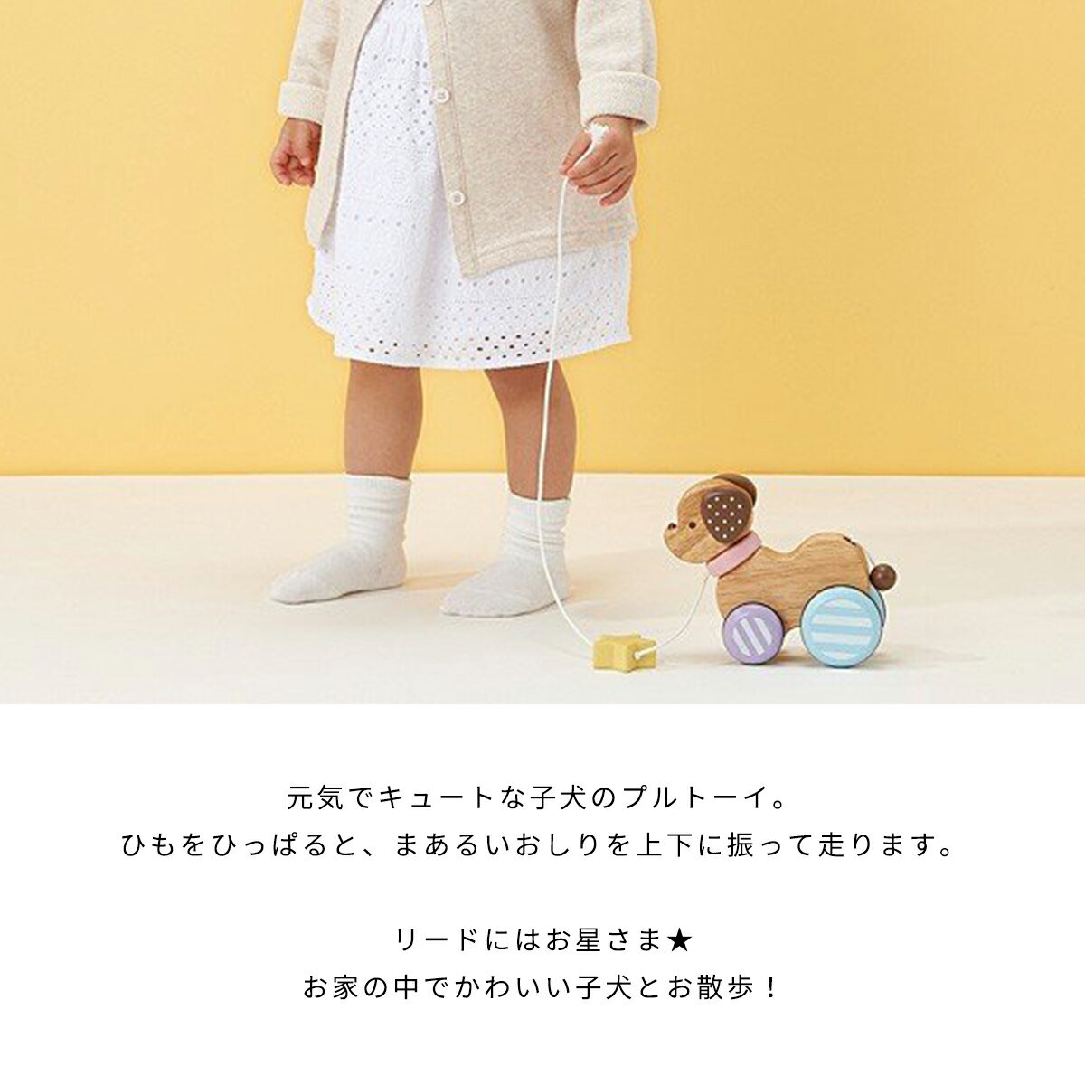 エドインター Candy Puppy わんわん プルトイ 知育 知育玩具 木製 動物 どうぶつ ...