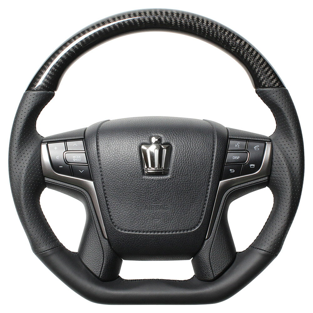 レアル クラウンロイヤル 210系 ステアリング Dシェイプ S210-BKC-BK REAL プレミアムシリーズ
