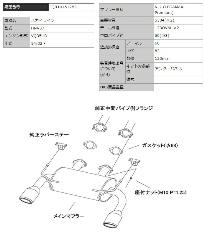 スカイライン HNV37 マフラー 32018-AN027 HKS LEGAMAX premium リーガマックスプレミアム