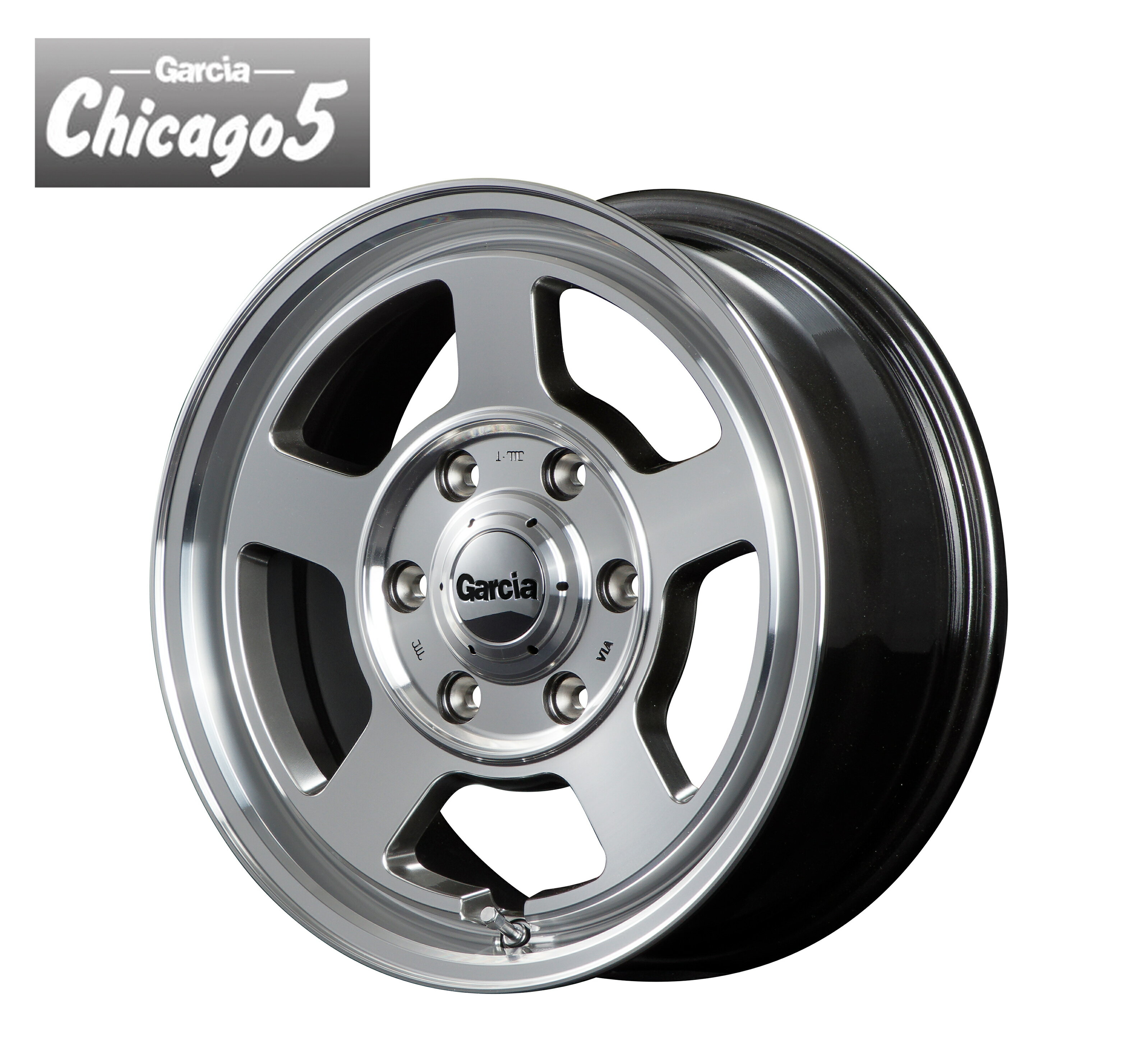 MID GARCIA Chicago5 ホイール 15インチ 4H100 4.5J+45 1本 4穴 メタリックグレーポリッシュ ガルシア シカゴ5 マルカ