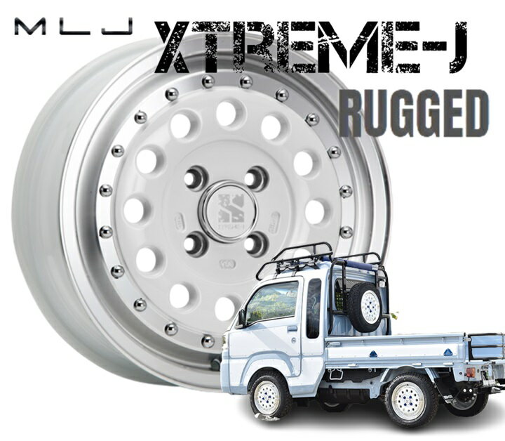 14インチ 5H114.3 5J+48 5穴 XTREME-J RUGGED タウンエース ホイール 4本 ホワイト&リムポリッシュ MLJ エクストリームJ ラギッド KY