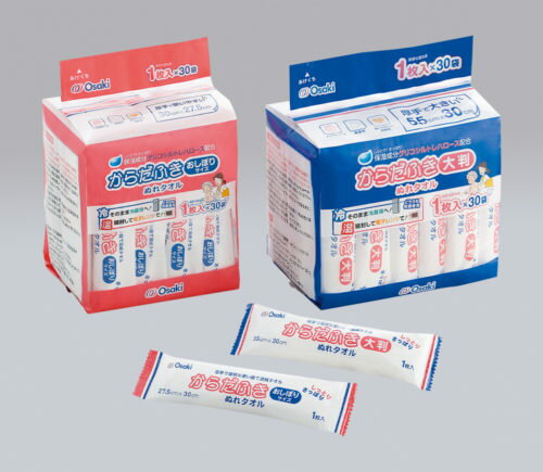 オオサキメディカル　からだふきぬれタオル　おしぼり　30cm×27.5cm 1枚入（30個）72001のサムネイル