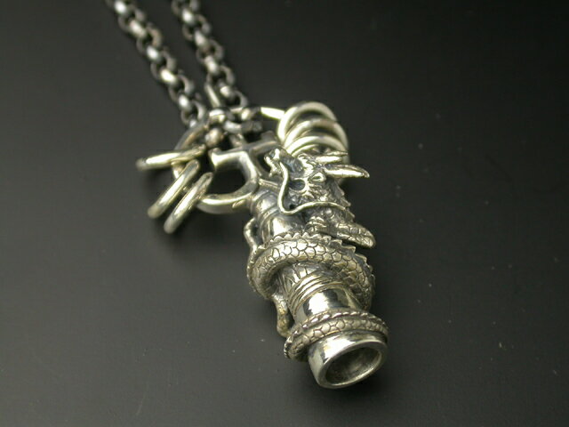 昇龍錫杖（しゃくじょう）ペンダントヘッド 密教 修行 シルバー ペンダントトップ 925 メンズ