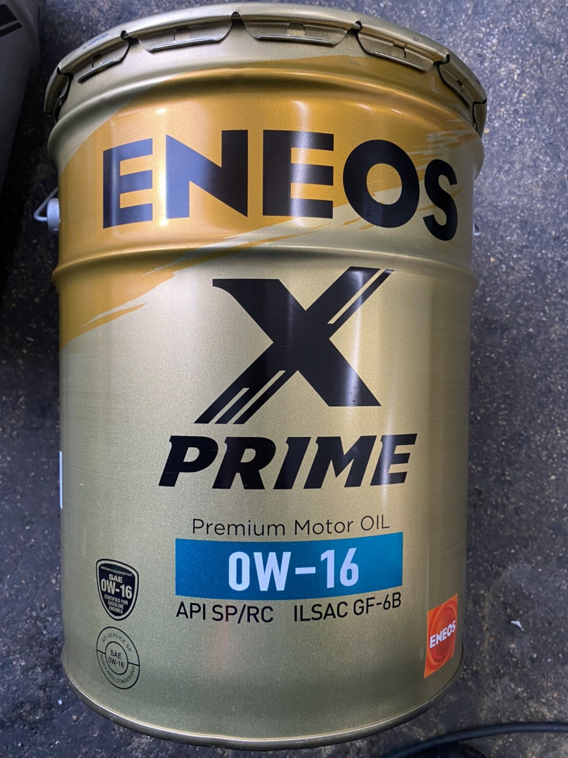 ENEOS X PRIME 0W-16 20L　ガソリンエンジンオイル　API:SP/RC ILSAC:GF-6B　化学合成油