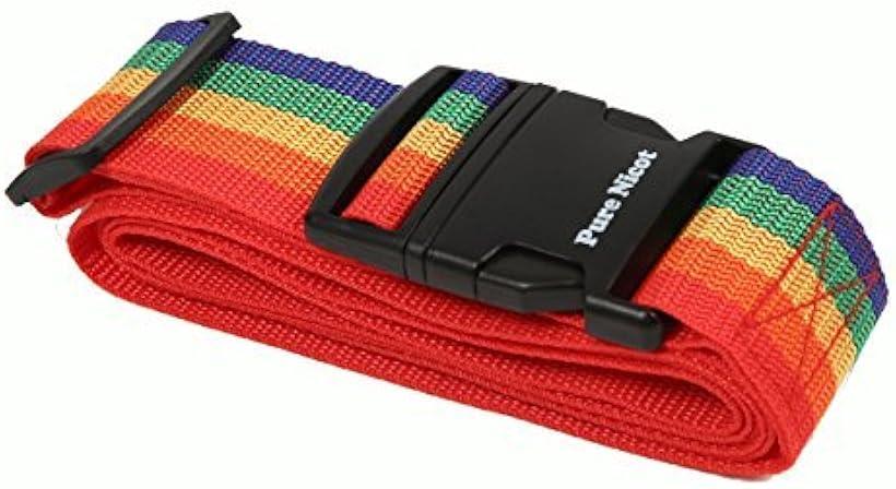 ワンタッチ式 スーツケースベルト 旅行の必須アイテム 旅行用品 旅行便利グッズ レインボー (マルチカラー)