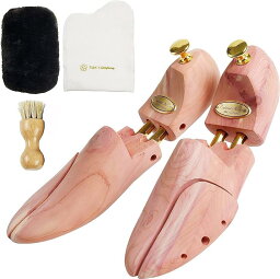 シューツリー シューキーパー 木製 アロマティック 革靴クリーナー付き( ブラウン, 21.5～22.5 cm)
