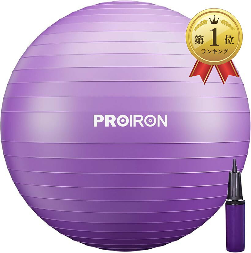 【楽天ランキング1位入賞】バランスボール 65cm パープル ハンドポンプ付き (パープル, 65cm/M)