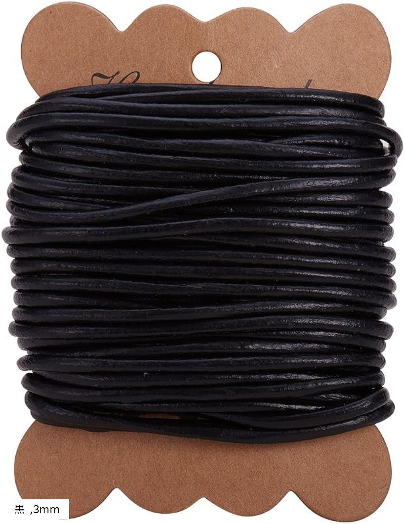 10m/巻き チョーカー 紐 レザー 合成 ひも 幅3mm (黒, 3mm)