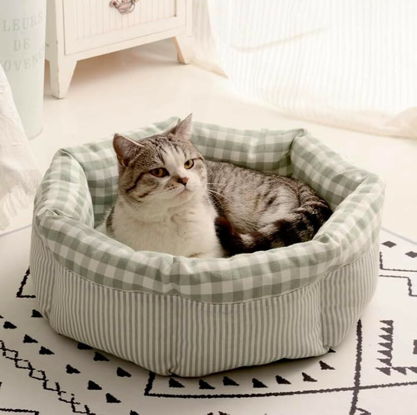ペットベッド 猫 犬 ラウンド 丸型 クッション チェック柄 洗える ふわふわ 厚手 ...