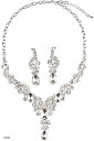 クリスタル ゴージャス フラワー ピアス ネックレス セット シルバー white