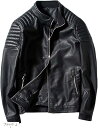 アイセレクトi-select 肩 ステッチ 入り PU レザー ライダース ジャケット 革ジャン 本革調(ブラック, L)