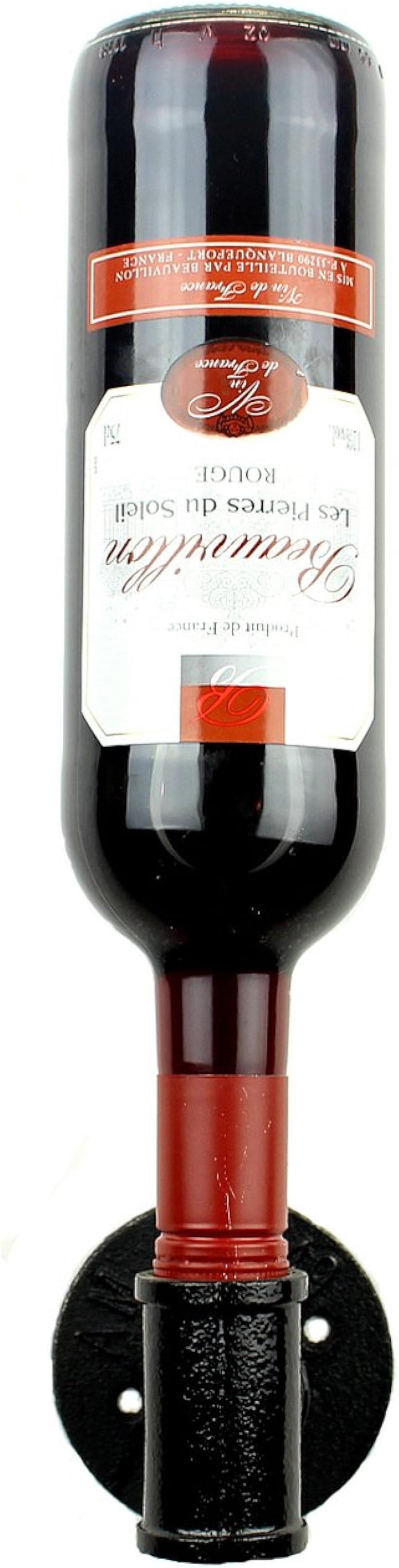 パイプ型 壁掛け ワインホルダー ラック シャンパン ボトル ハンガー ケース インテリア W39( ブラック)