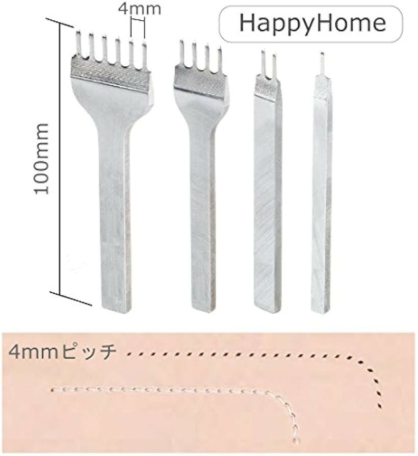 レザークラフト 工具 菱目打ち ピッチ コバ磨き ヘリ磨きセット 5mm HH-RC0010 (5mm)