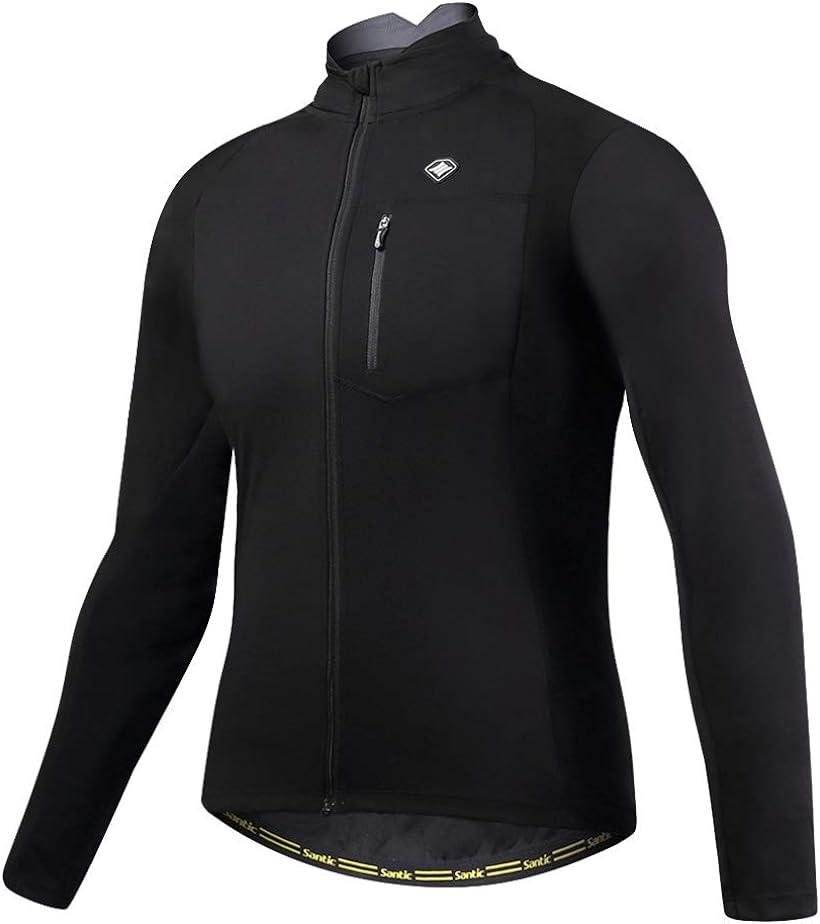 メンズ サイクルジャージ 長袖 サイクルジャケット ウィンドブレーカー 防風 防寒 秋冬用( ブラック, XL)