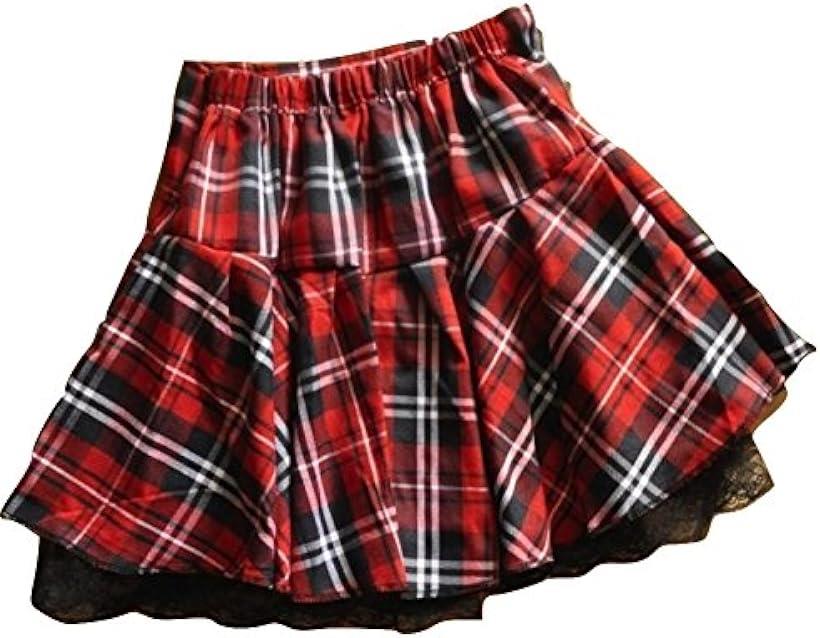 ぴゅありぼん大きいサイズ ウエストゴム入り チェック スカート メンズ対応サイズ TOKYO GOODS MARKET( 赤, XL)