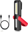 COB 作業灯 LEDワークライト USB充電式 懐中電灯 マグネットスタンド&フック付き(レッド)