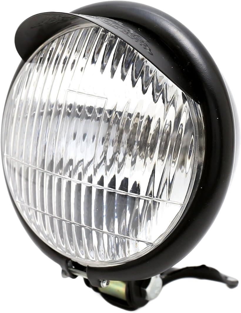 バイク用 ヘッドライト バイザー付き 汎用 145Φ ベーツライト 12V マグナ シャドウ ドラッグスター SR ブラック nkr850(ブラック)