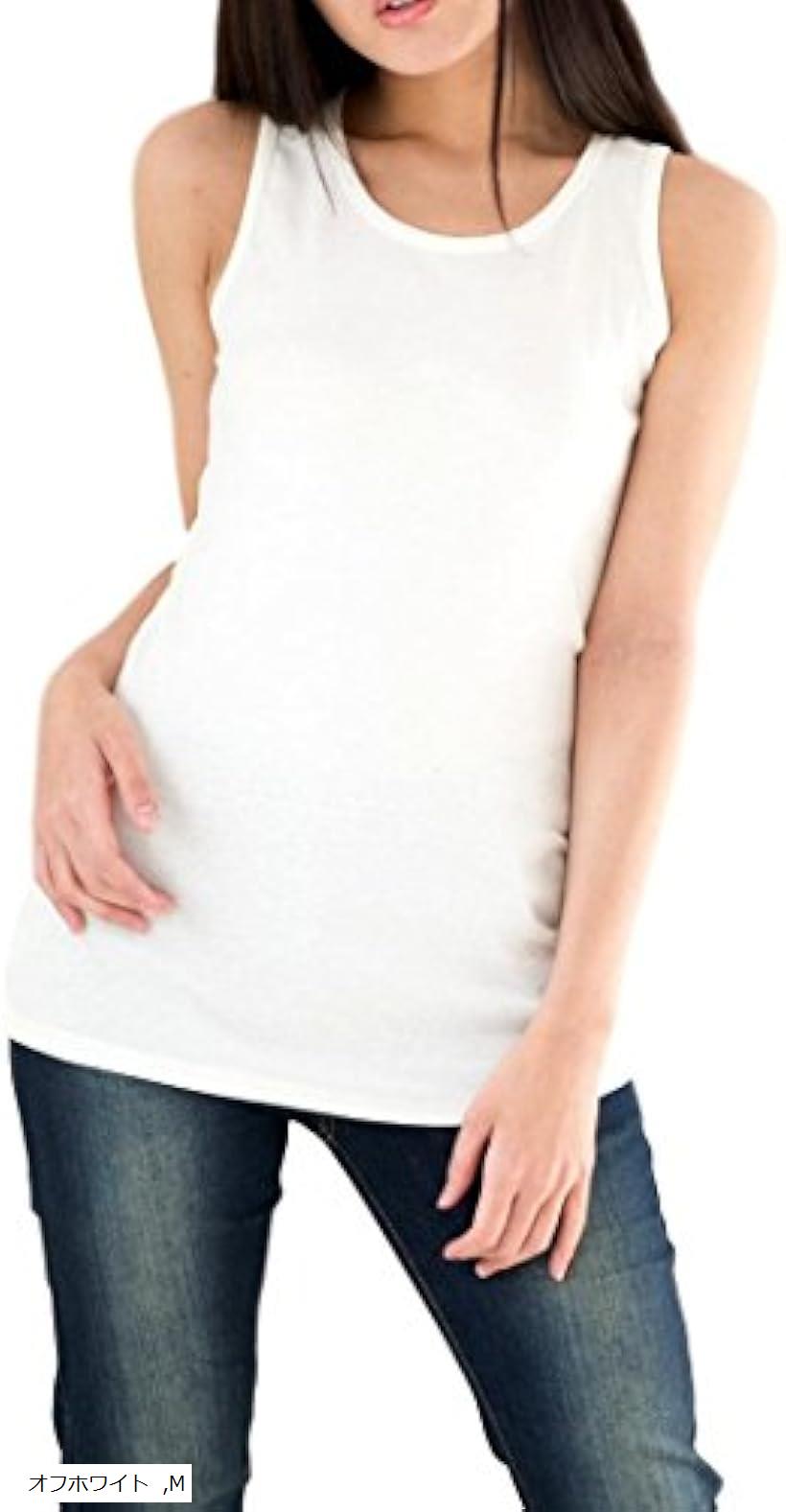 ロング丈 ノンスリーブ タンクトップ インナー レディース (オフホワイト, 01-M)