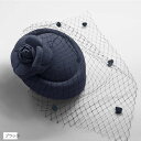 Tierneys ヘッドドレス レディース ウェディングハット チュール付き 結婚式 パーティー 黒(ブラック, 52.0 cm)