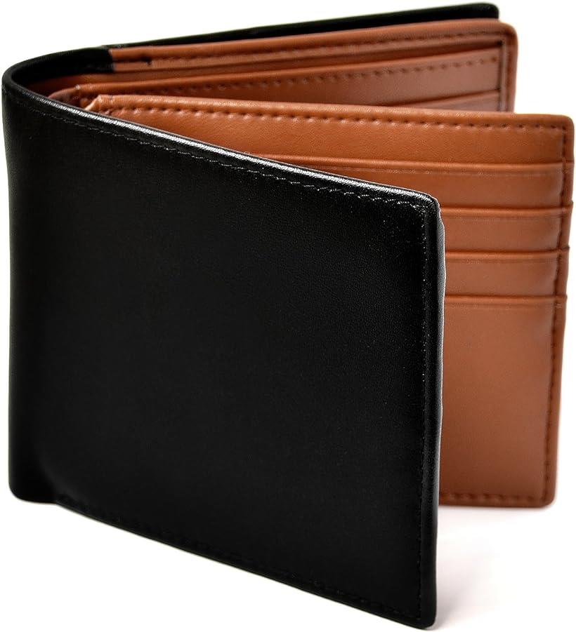 ルスリール 財布 メンズ 二つ折り 財布 本革 大容量 カード 18枚収納 新設計のボックス型小銭入れ メンズ ブラックxブラウン( ブラック/ブラウン)