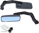 バイク ミラー スクエア型 左右セット 正ネジ 逆ネジ 8mm 10mm付属(カーボン柄)