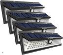 改良版 4400mAh大容量バッテリー内蔵 センサーライト ソーラー充電 三つ照明モード 明暗センサー(昼白色, 90LED, 3 Mode, 4 Pack)
